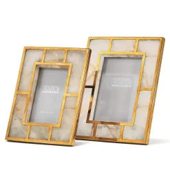 White Quartz Photo Frame Includes, Set of 2