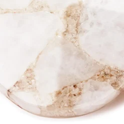 White Quartz Round Edge w Silver Feet Tray, Set of 2