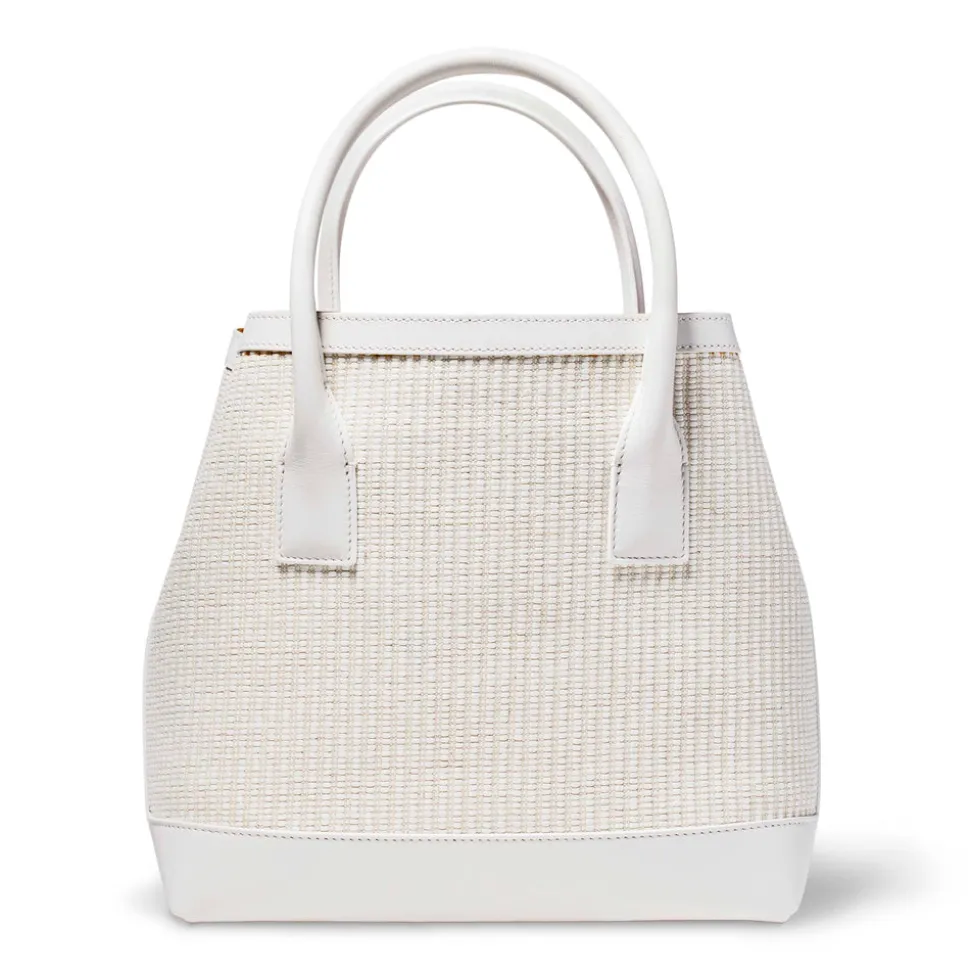White Raffia Nano Weekender in White