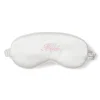 White Silk Bride Sleep Mask with Pink Embroidery