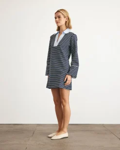 Whitney Dress in Maritime Blue & Cream Stripe