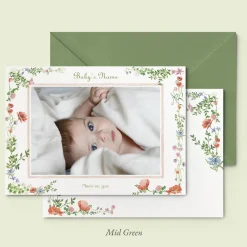 Wild Blooms Birth Announcement Photo, Set of 50
