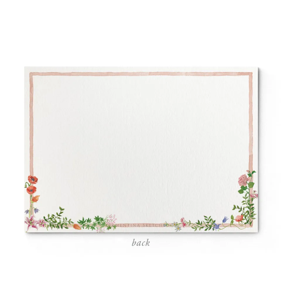 Wild Blooms Stationery Cards, Personalized Set of 50