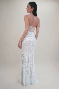 Wild Rose Print Bustier Gown