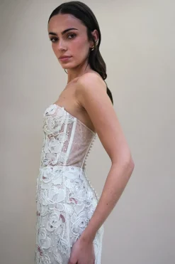 Wild Rose Print Bustier Gown