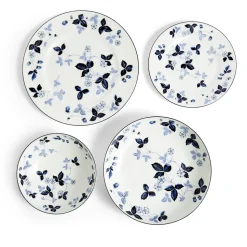 Wild Strawberry Inky Blue Dinnerware, Set of 4