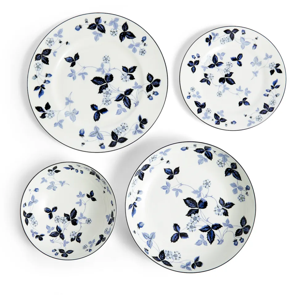 Wild Strawberry Inky Blue Dinnerware, Set of 4