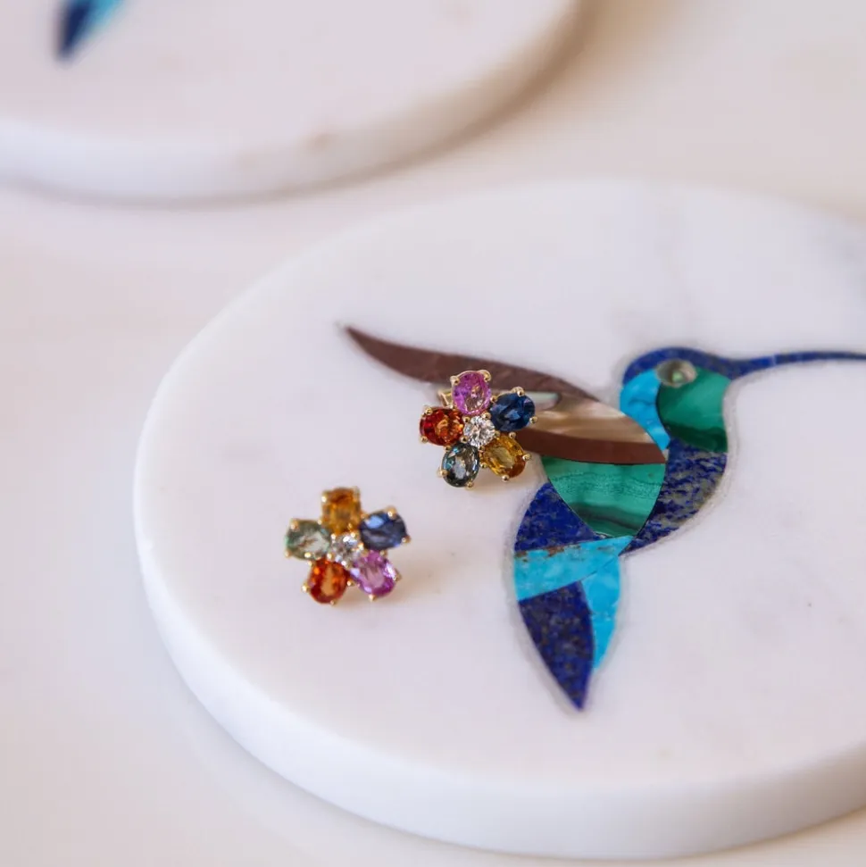 Wildflower Multi-Colored Sapphire Mini Stud Earrings