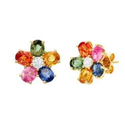 Wildflower Multi-Colored Sapphire Mini Stud Earrings