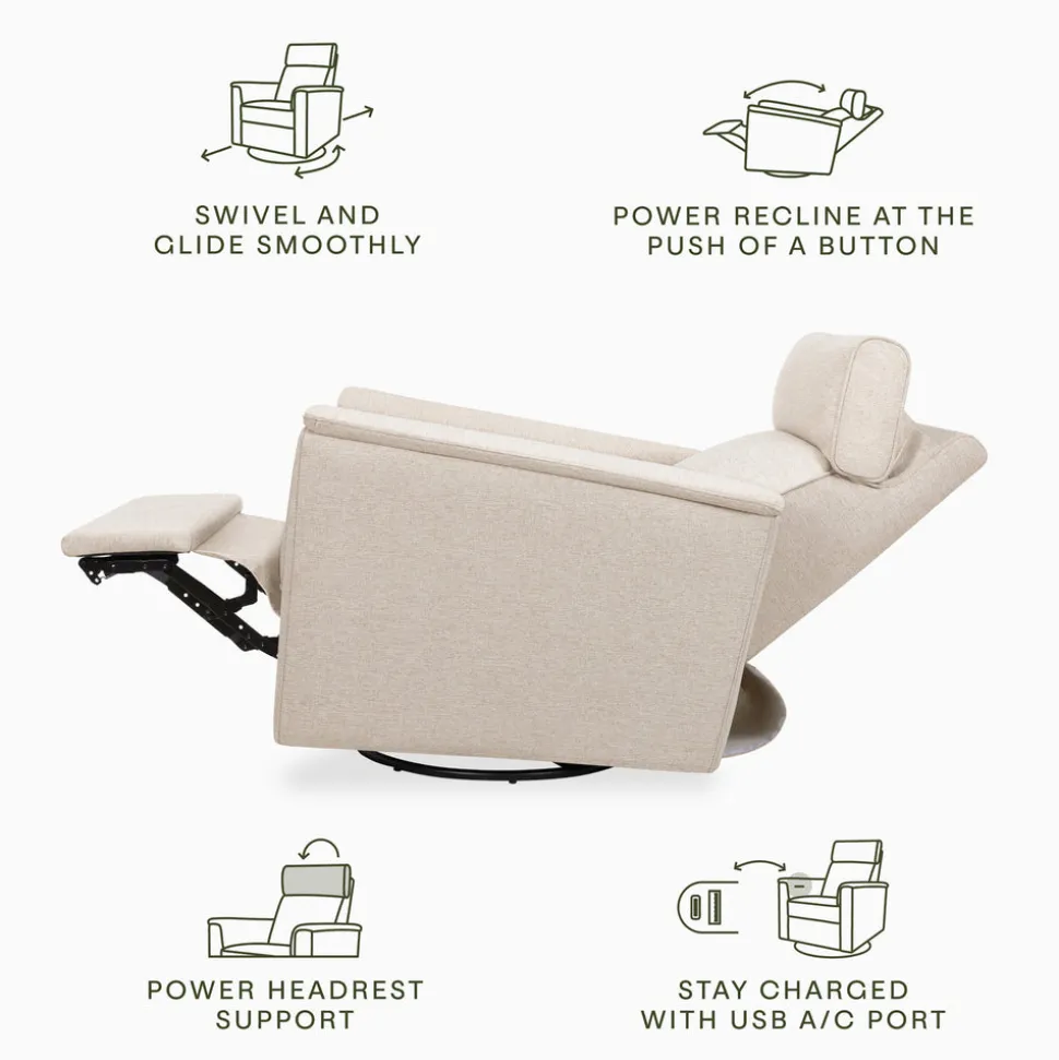 Willa Plus Power Glider Recliner w/ Power Headrest in Performance Beach Eco-Weave