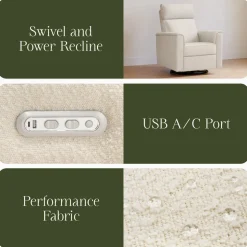 Willa Plus Power Glider Recliner w/ Power Headrest in Performance Ivory Boucle