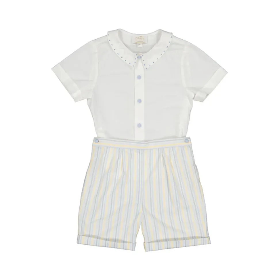 William Yellow blue Stripe Shorts and Shirt