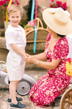 William Yellow blue Stripe Shorts and Shirt