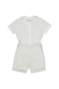 William Yellow blue Stripe Shorts and Shirt