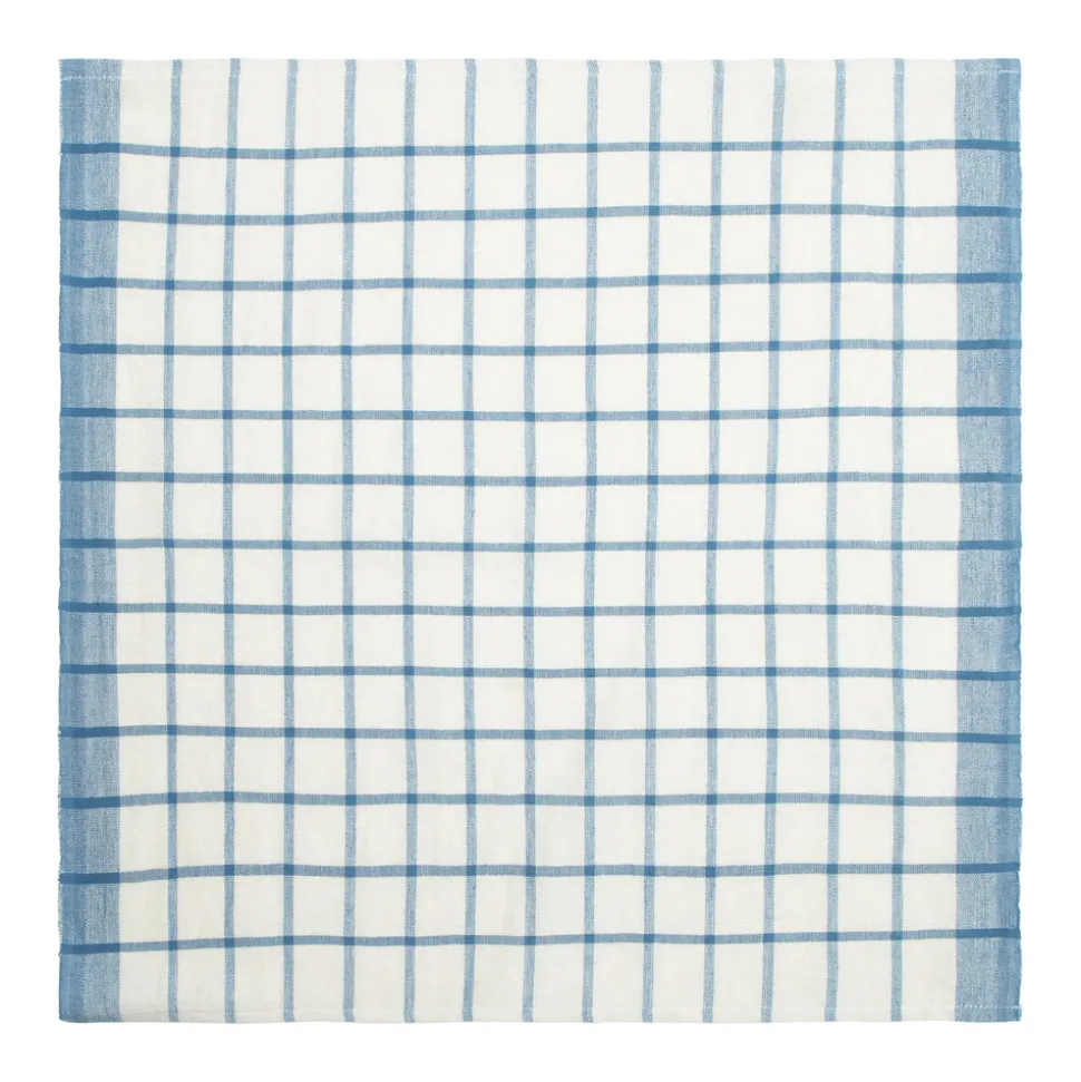 Windowpane Napkins in Blue & Natural, Set of 4