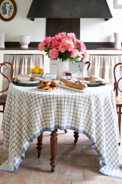 Windowpane 60x60 Tablecloth in Blue & Natural