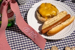 Wine Bow “BBQ” in Red Gingham with White
