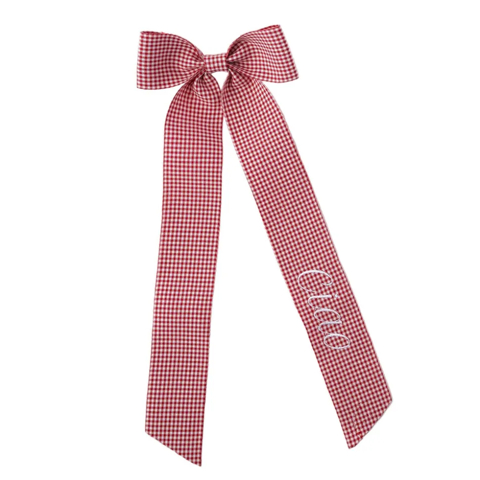 Wine Bow “Ciao” in Red Gingham with White
