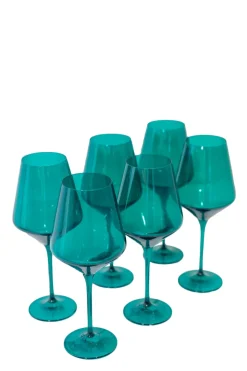 Wine Stemware, Set of 6 Emerald Green