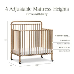 Winston 4-in-1 Convertible Mini Crib in Vintage Gold