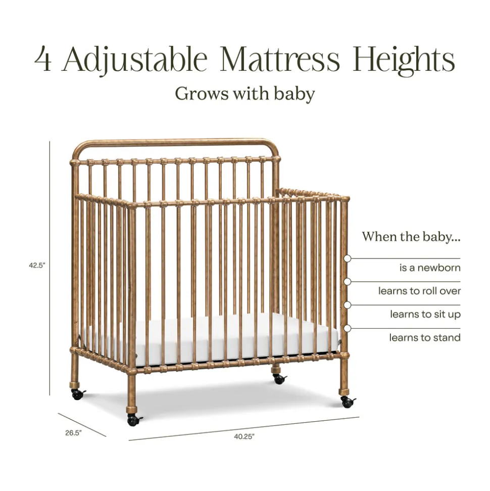 Winston 4-in-1 Convertible Mini Crib in Vintage Gold
