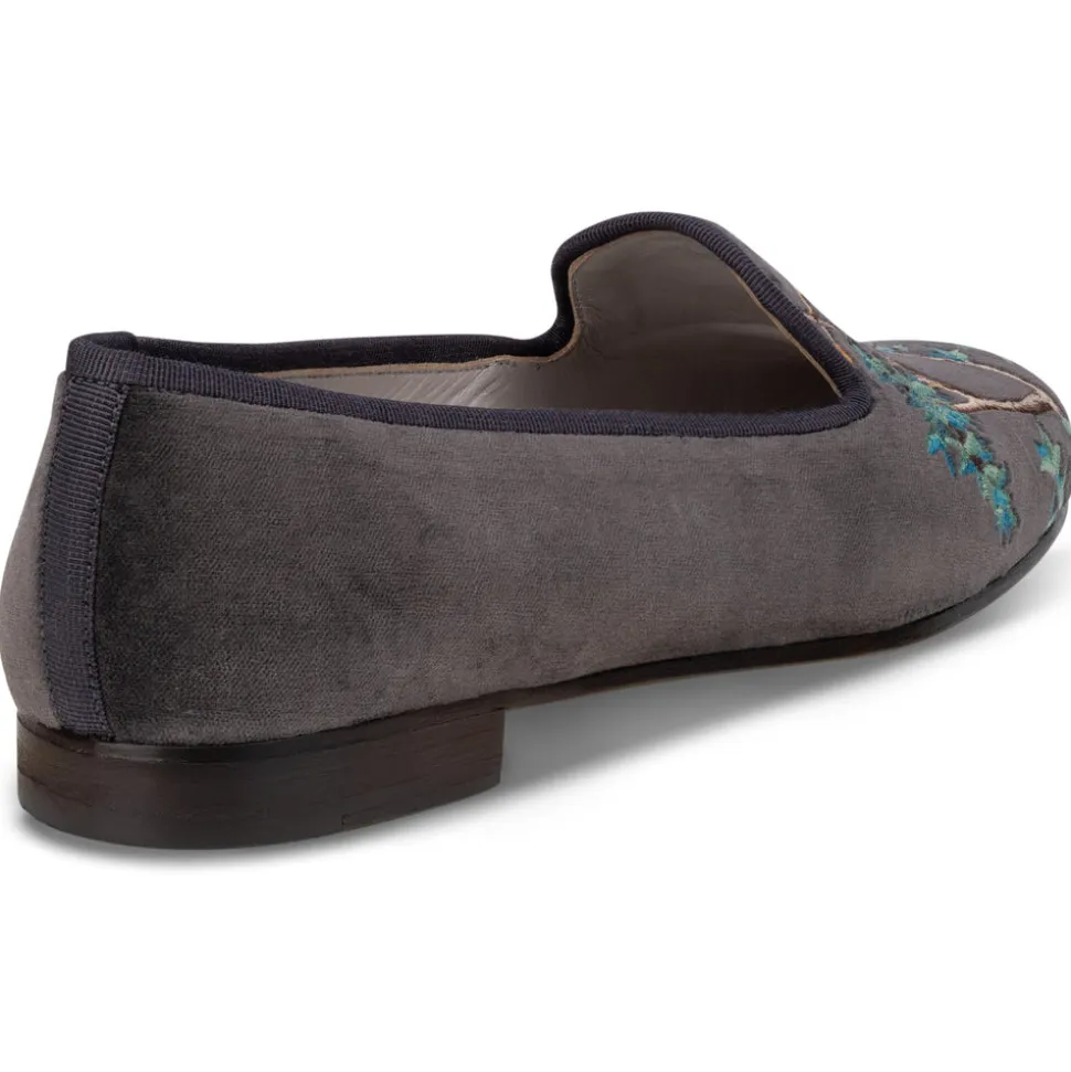 Winter Garden Charcoal Velvet Slipper