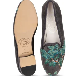 Winter Garden Charcoal Velvet Slipper