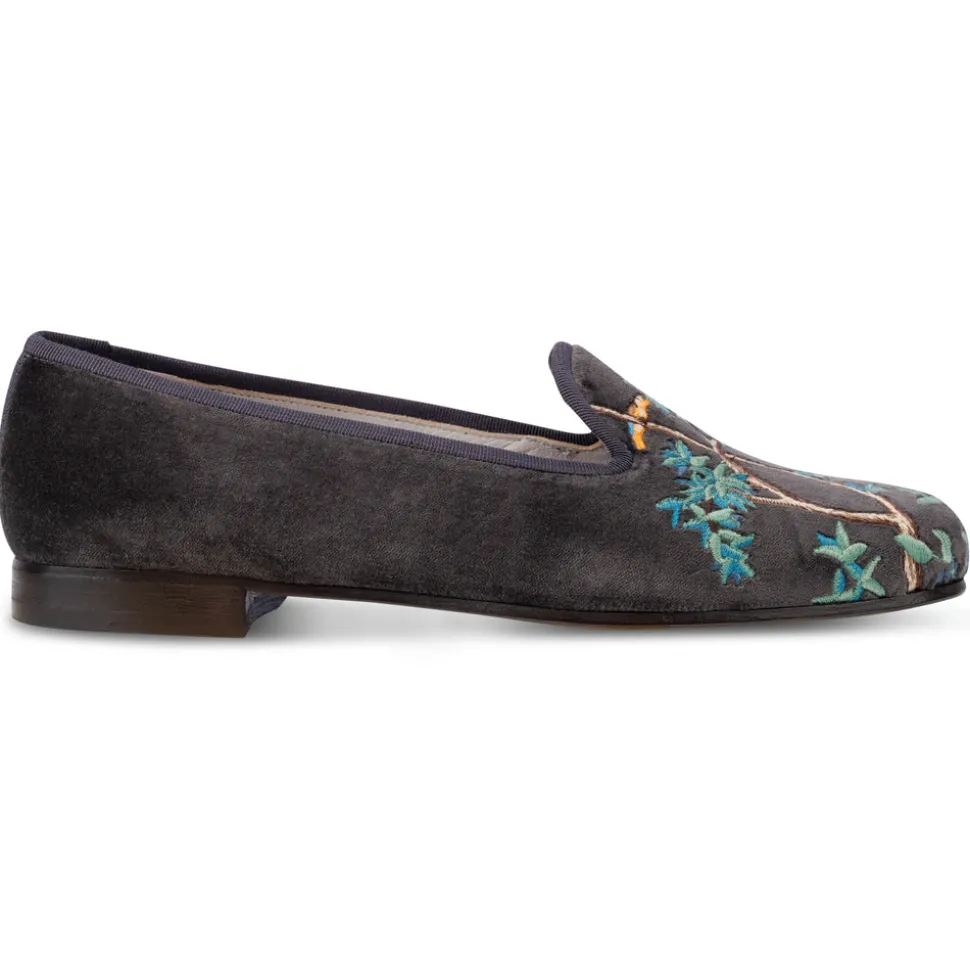 Winter Garden Charcoal Velvet Slipper