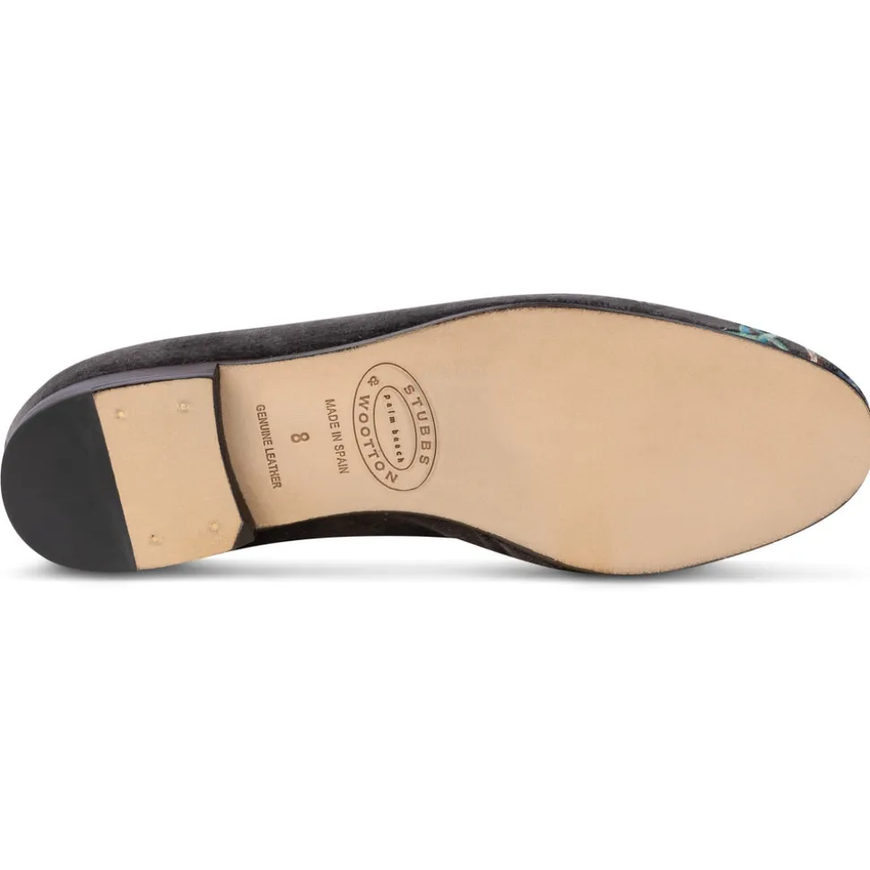 Winter Garden Charcoal Velvet Slipper