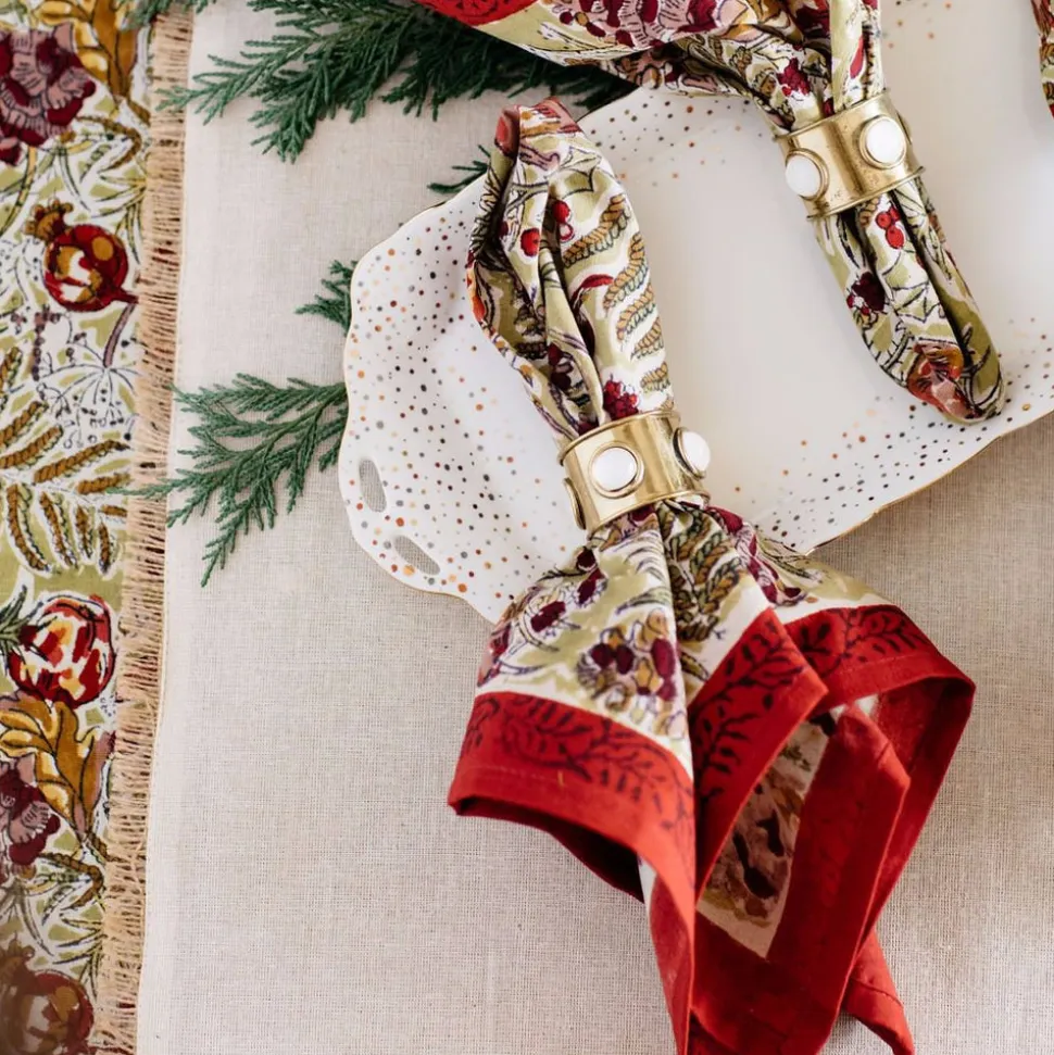 Winter Garden Wreath Napkins Red & Green, Set of 6