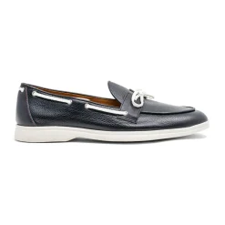 Women's Black Pebbled Leather Barca Yacht Loafer