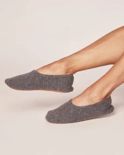 Women’s Cashmere Slippers in Dark Grey
