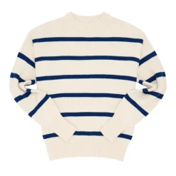 Women’s Cream And Navy Wide Stripe Knit Sweater
