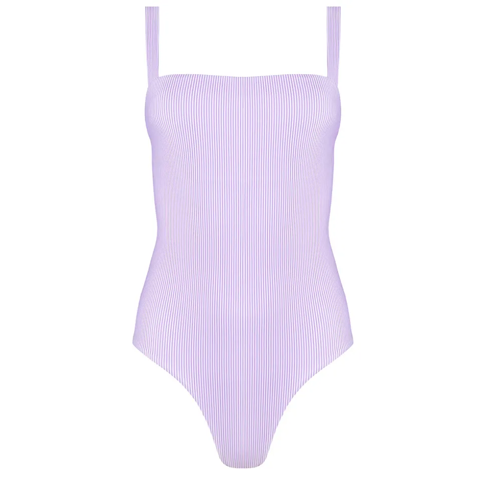 Women’s Lavender Stripe Low Back One Piece