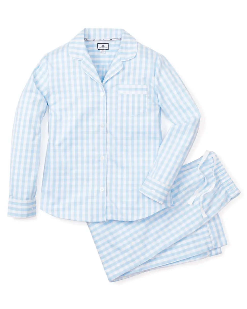 Women’s Light Blue Gingham Pajama Set