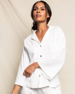Women’s Luxe Pima Cotton White Wide Leg Pajama Set