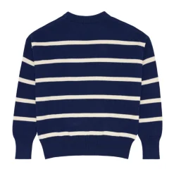 Women’s Navy And Cream Wide Stripe Knit Sweater