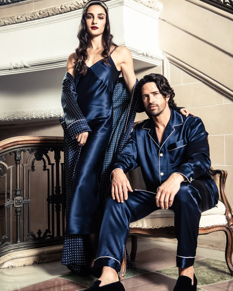 Women’s Navy Silk Cosette Night Dress