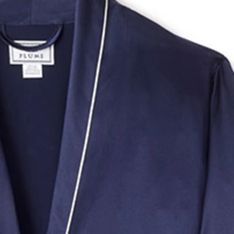 Women’s Navy Silk Long Robe