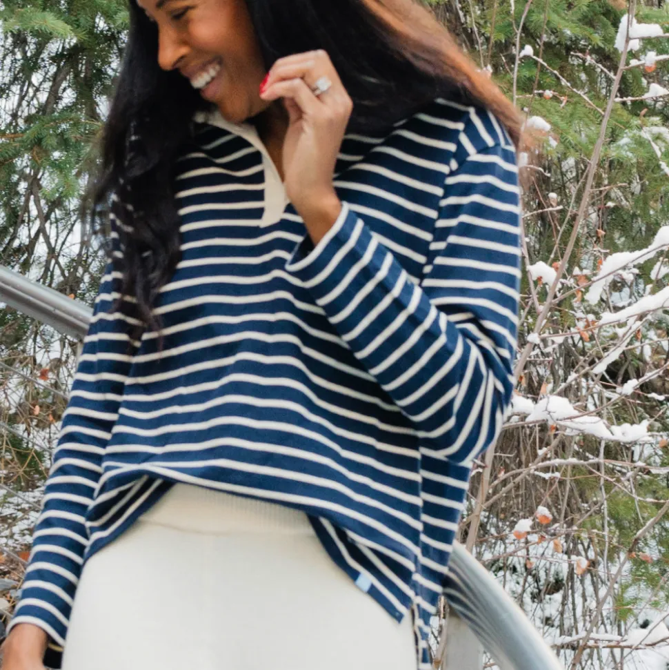 Women’s Navy Stripe Rugby Shirt