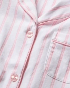 Women’s Pima Crop Set in Pink and White Stripe