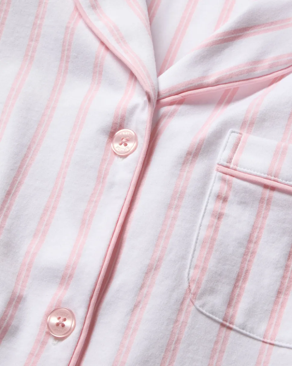 Women’s Pima Crop Set in Pink and White Stripe