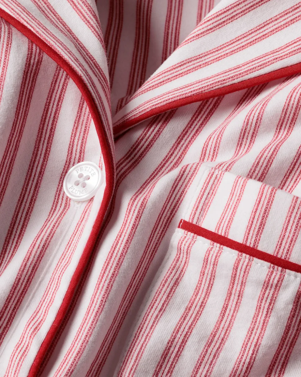 Women’s Pima Long Sleeve Short Set in Antique Red Ticking