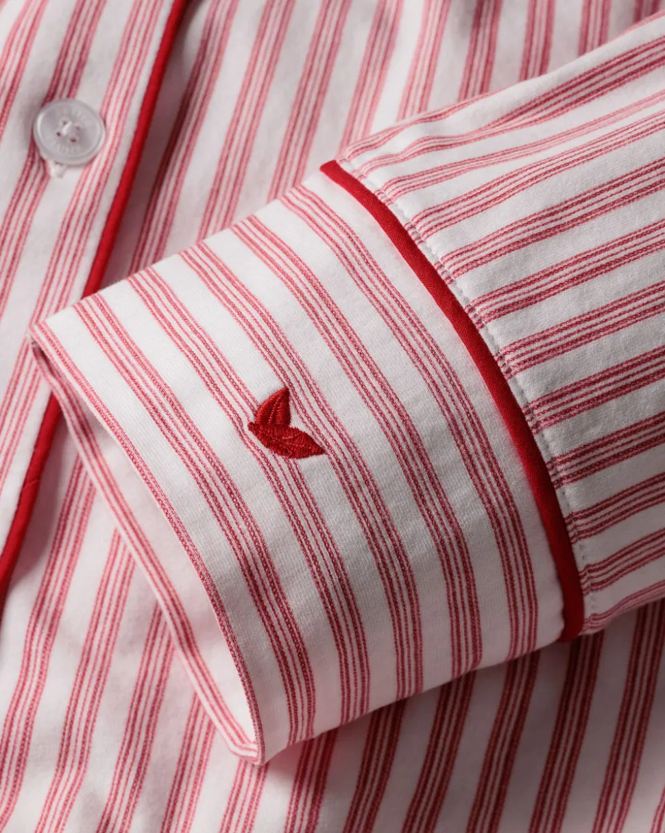 Women’s Pima Long Sleeve Short Set in Antique Red Ticking