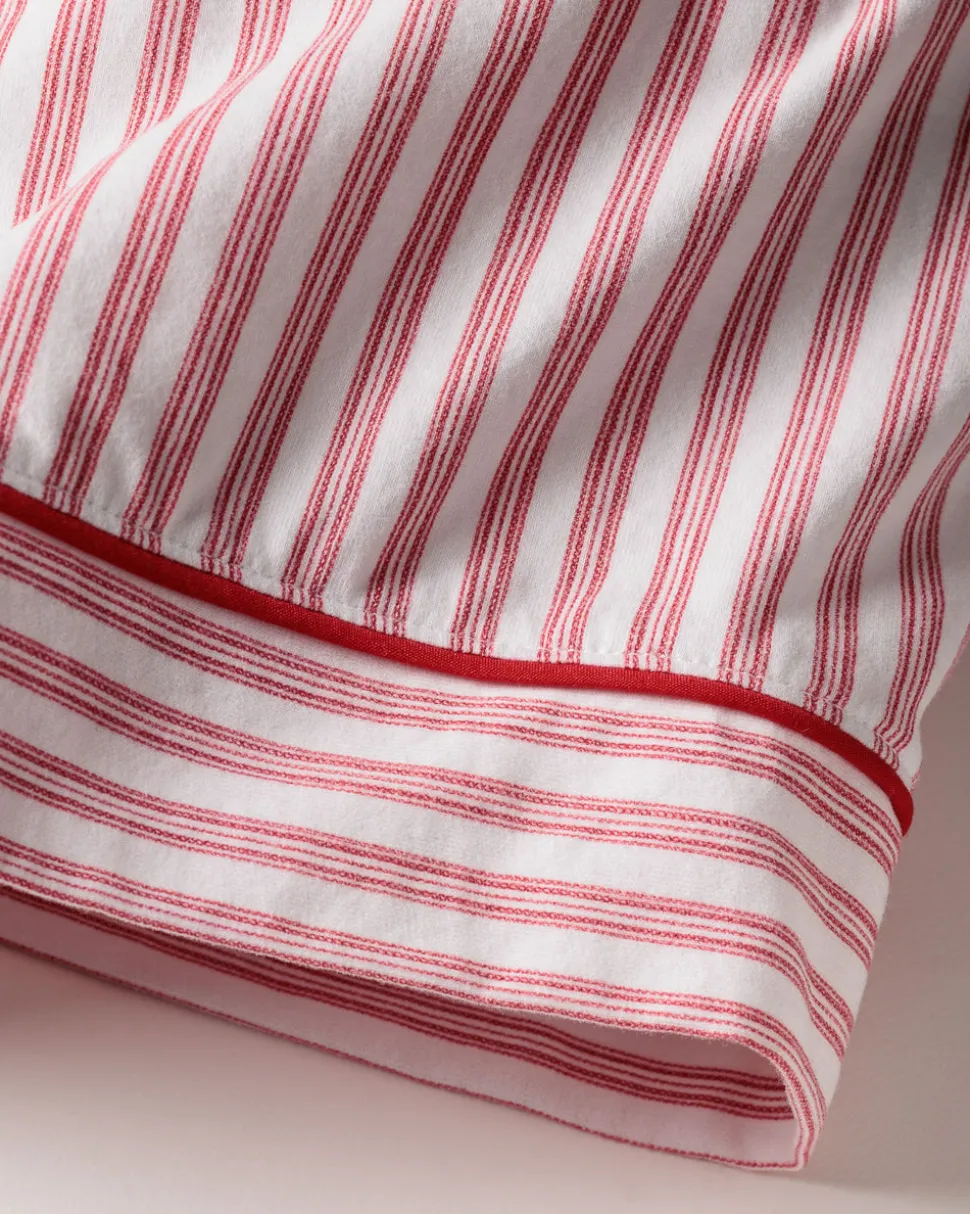 Women’s Pima Long Sleeve Short Set in Antique Red Ticking