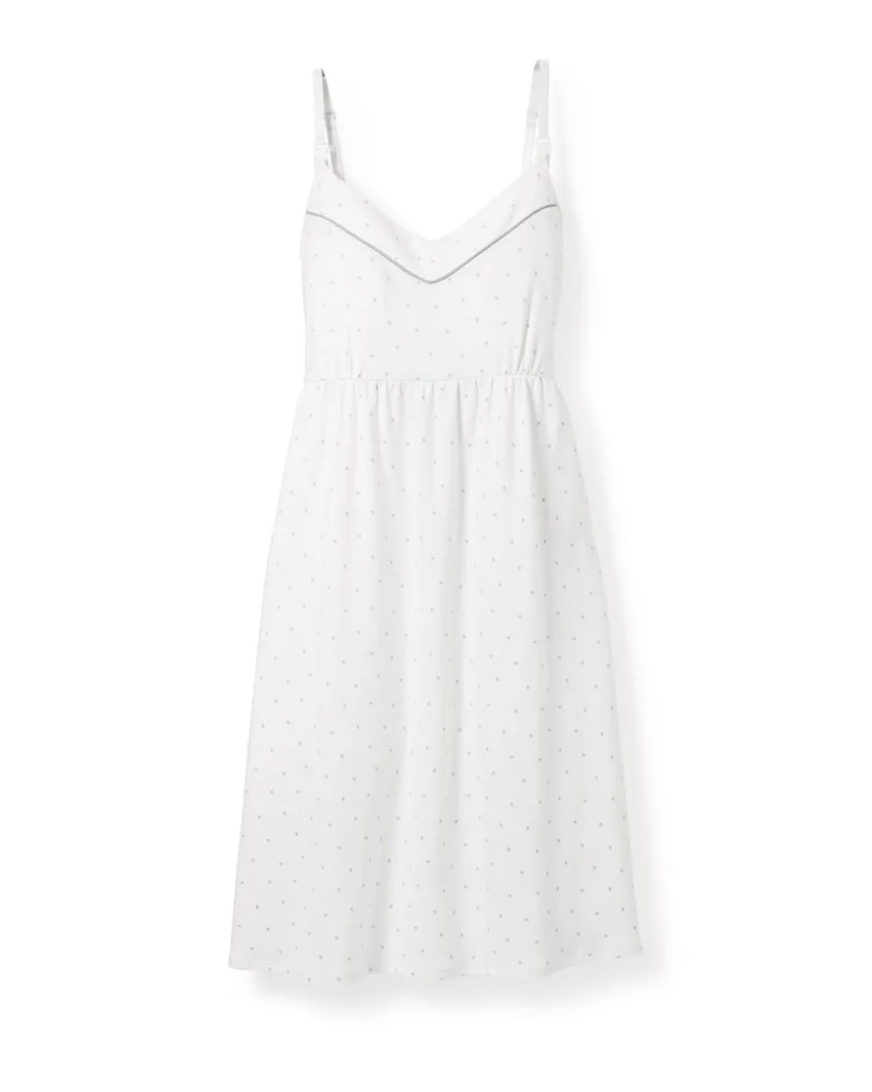 Women’s Pima Maternity Nightgown in Grey Stars
