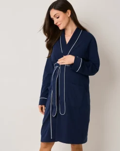 Women’s Pima Maternity Robe in Navy