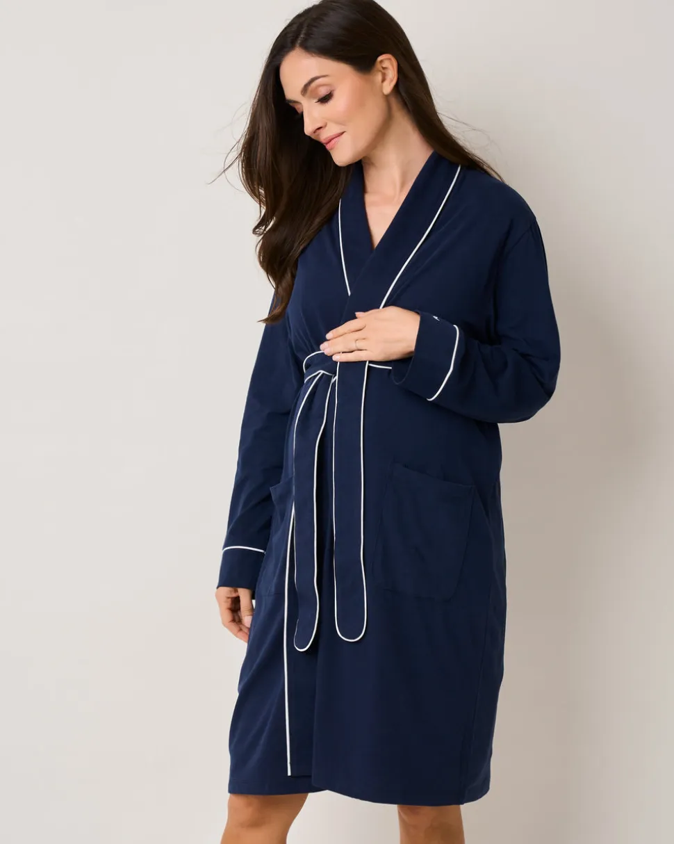 Women’s Pima Maternity Robe in Navy