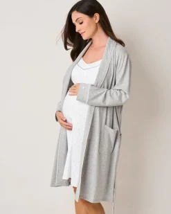 Women’s Pima Maternity Robe in Light Heather Grey