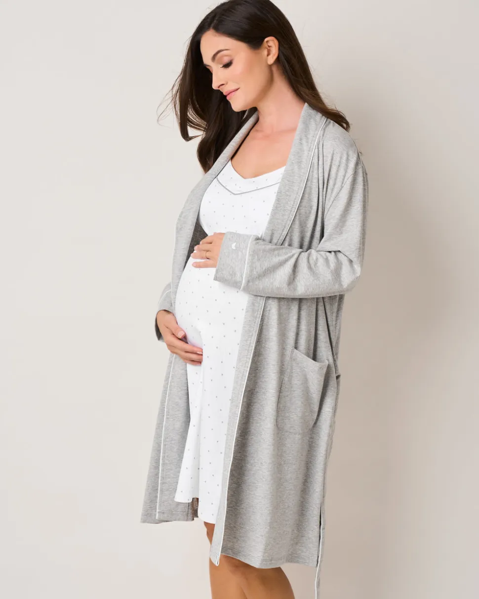 Women’s Pima Maternity Robe in Light Heather Grey